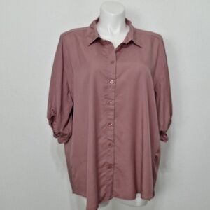 Marc New York Blush Pink Preppy Coquette Oversized Button Down Shirt Size L